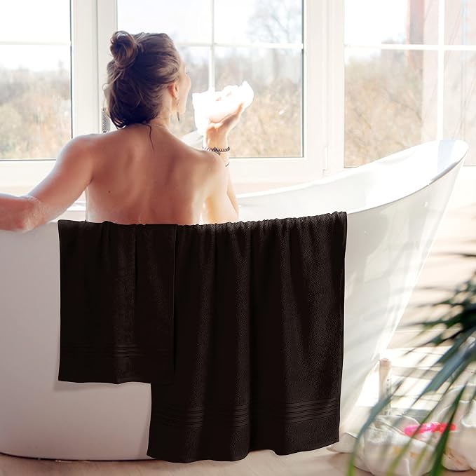BOUTIQUO 6 Pack Cotton Towel Set, Contains 2 Bath Towels 28x55 inch, 2 Hand - Image 4