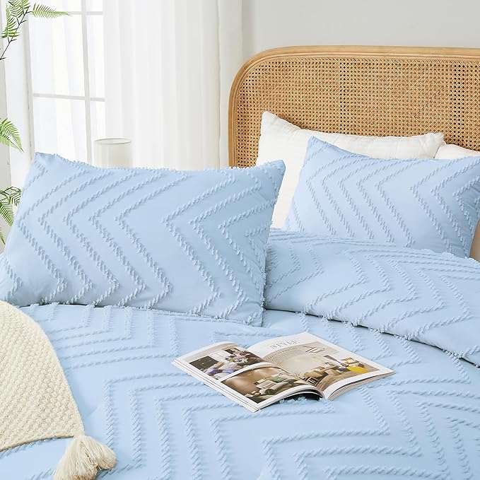Andency Light Blue Comforter Set Queen Size, Boho Soft Warm Tufted Bedding - Image 4