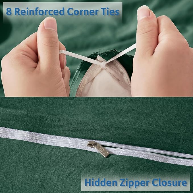 Nestl Dark Green Duvet Cover King Size - Image 4