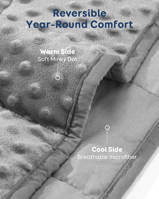 Kivik Weighted Blanket 12 lbs for Adults, Minky Dot Heavy Blankets, Microfiber - Image 3