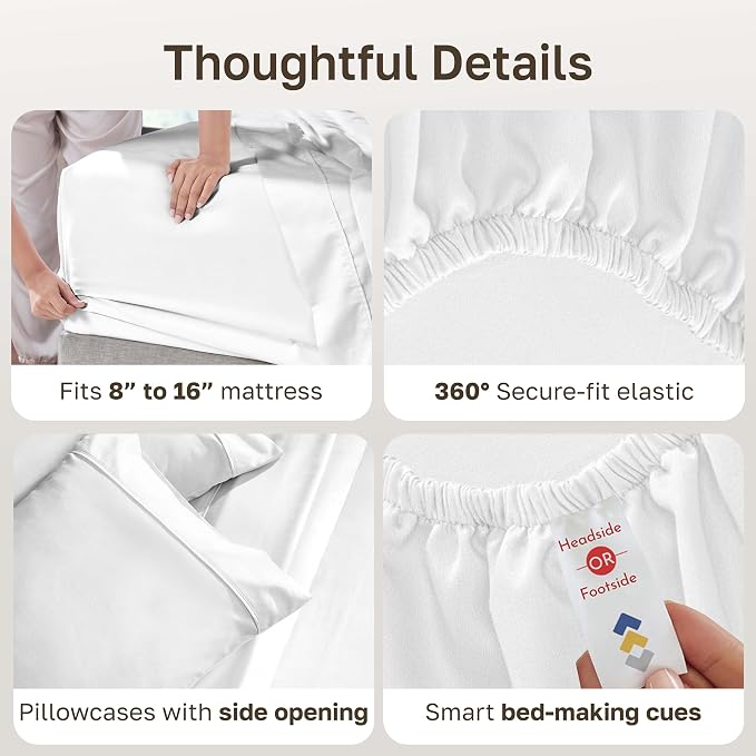 California Design Den Soft 100% Cotton Queen Size Bed Sheets Set, 400 TC Good - Image 6