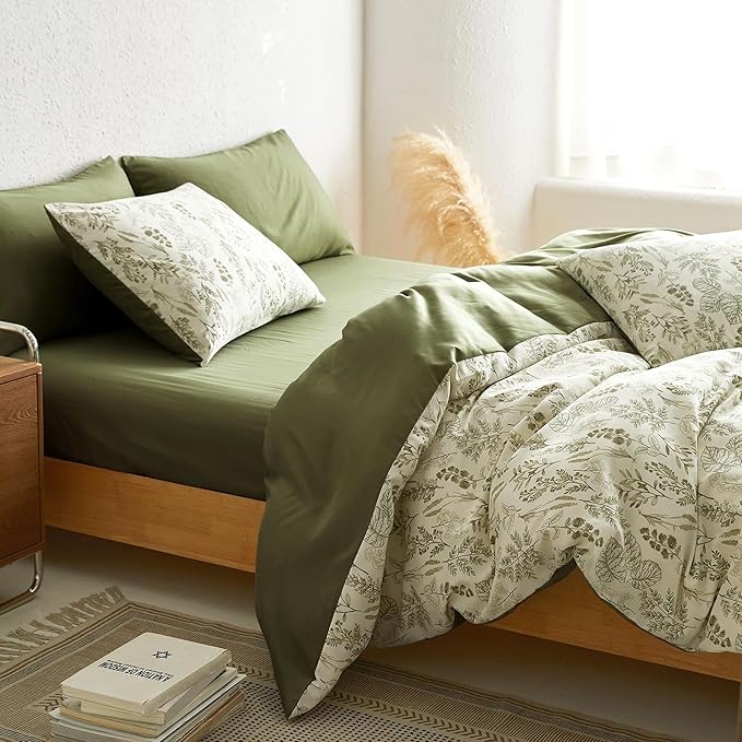 BOLINLIVING Floral Duvet Cover Queen Size, Breathable Soft Microfiber Bedding - Image 5