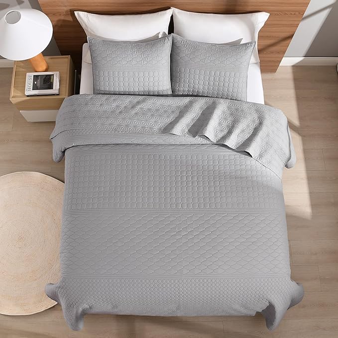 HORIMOTE HOME Grey Twin Size Quilt Set - Image 5