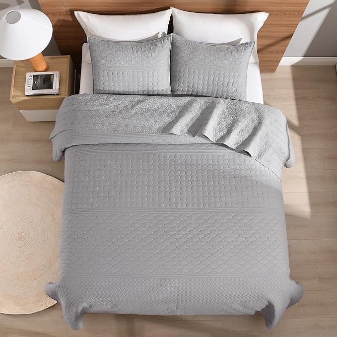 HORIMOTE HOME Grey Queen Size Quilt Set - Image 5
