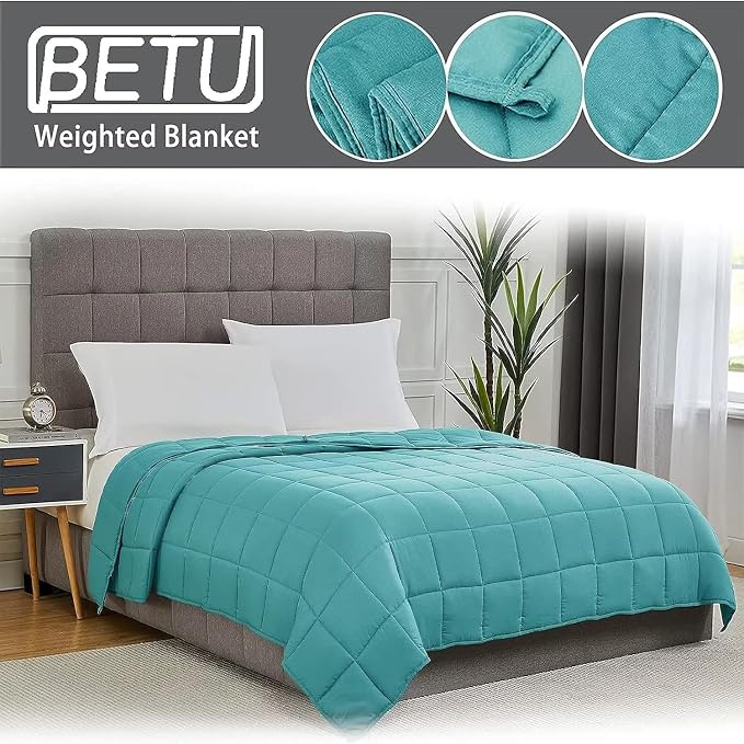 Teal Weighted Blanket for Adults 20lbs, Twin Full Size Cooling Heavy Throw - Image 3