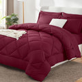CozyLux Queen Comforter Set Burgundy by CozyLux