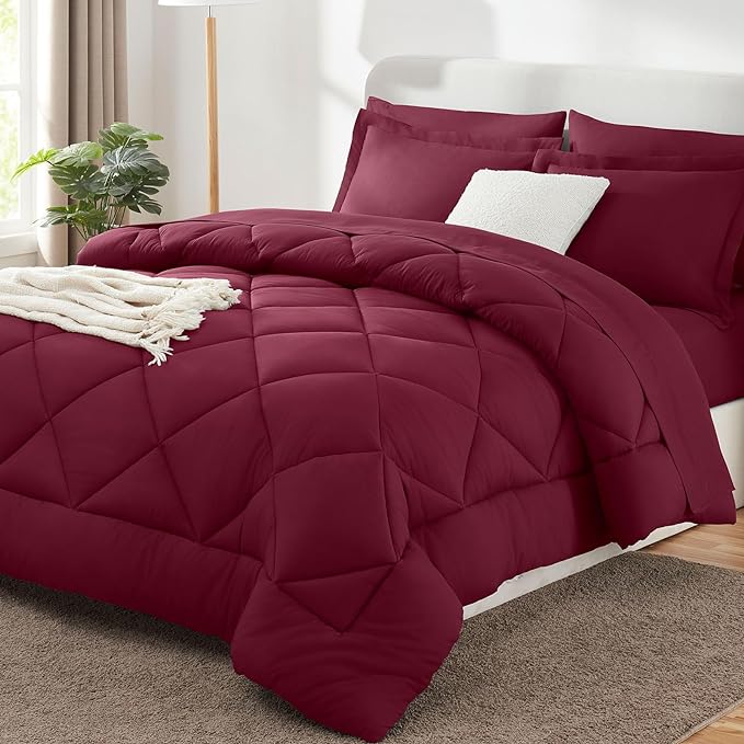 CozyLux King Size Comforter Set Burgundy by CozyLux