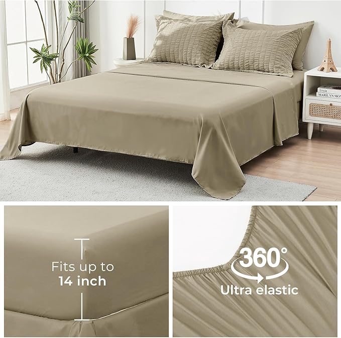 HYMOKEGE Linen King Size Comforter Set Seersucker 7 Pieces, All Season Luxury - Image 7