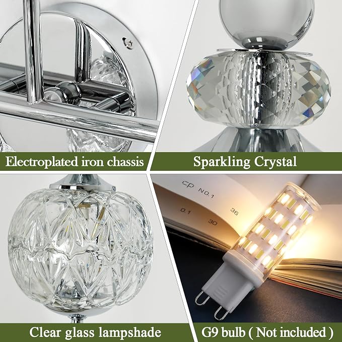 Piepooye Modern Bathroom Light Fixtures Polished Chrome Vanity Light - Image 3