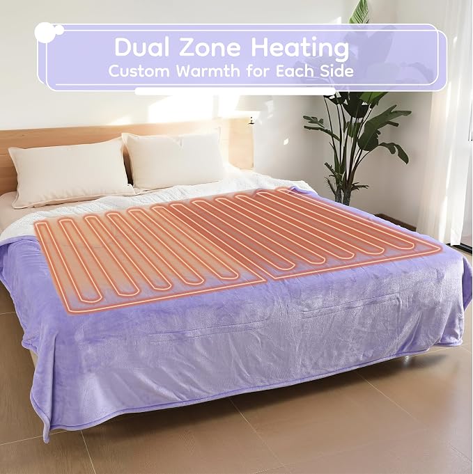 LaffyLo Electric Heated Blanket Queen Size 84 x 90, Dual Control, Fast Heating - Image 5