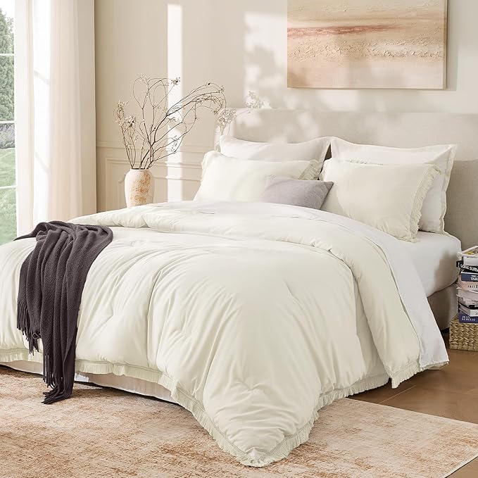 Andency California King Comforter Set Ivory by Andency