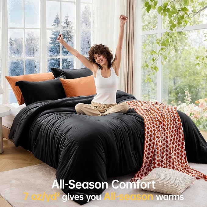 MUXHOMO Black Queen Comforter Set, All Season Ultra Soft Down Alternative - Image 4