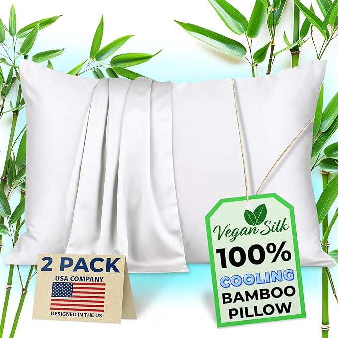 Pillow Cases - 100% Viscose Derived from Bamboo - Cooling Pillowcase - Standard by VeganSilk