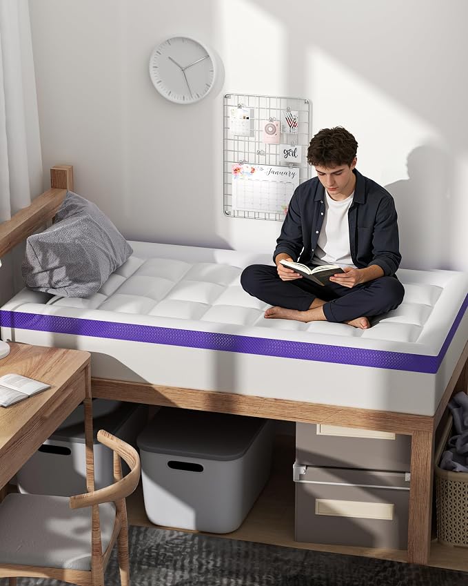 ChiXpace Dual Layer 4 Inch Memory Foam Mattress Topper Twin XL - Image 6