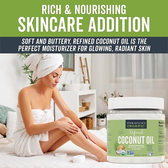 Viva Naturals Refined Coconut Oil, 16 fl oz – Expeller-Pressed, USDA Organic - Image 6