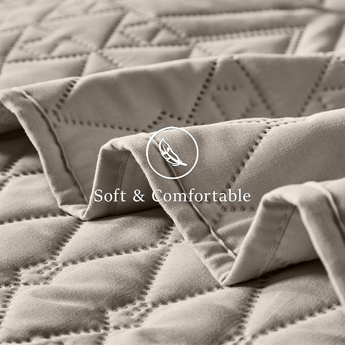 akkialla King/Cal King Quilt Set, Taupe Lightweight Microfiber Bedspread - Image 6
