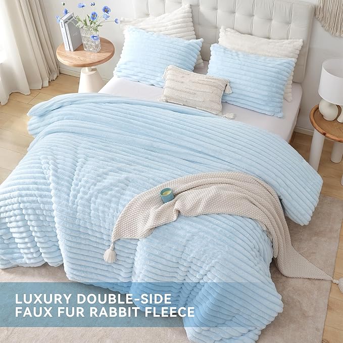 Smoofy Fluffy Full Size Comforter Sets 3 Pieces - Image 4