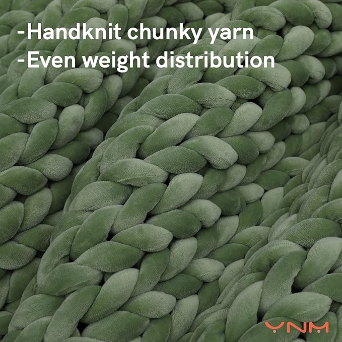 YnM Velvet Weighted Blanket, Handmade Chunky Knitted Design, Soft and Cozy - Image 2