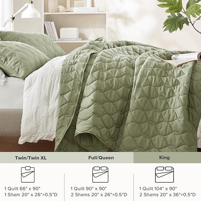 Comfort Spaces King Quilt Set Modern Reversible Ogee Coverlet King Bedding Set - Image 7