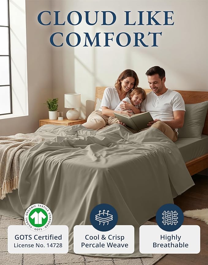 LANE LINEN 100% Organic Cotton California King Sheets Set, Fully Elasticized - Image 2