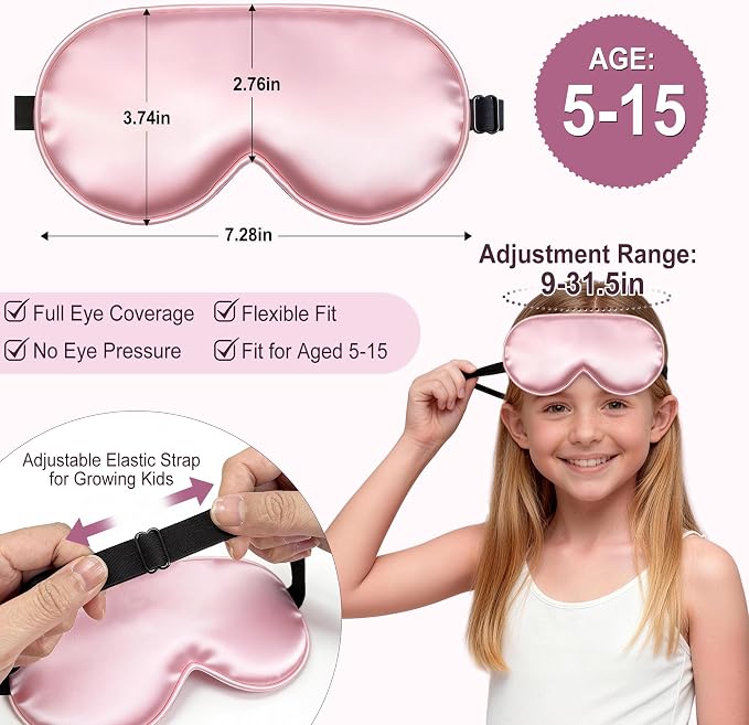 Kids Sleep Mask, Kids Eye Mask for Boys Girls, Kid Silk Eye Masks - Image 3