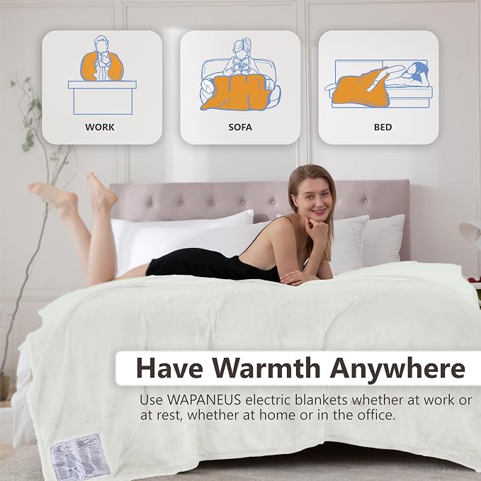 Wapaneus Heated Blanket Electric Queen Size 84"x90"-Dual Control - Image 4