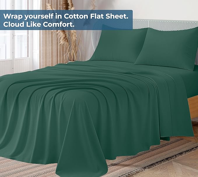 Royale Linens 100% Organic Cotton Full Flat Sheet Only - Image 2