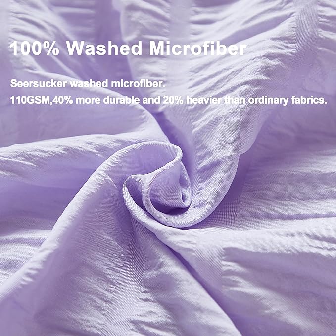 AveLom Lavender Purple Seersucker Duvet Cover Set Full, 3 Pieces, Ultra Soft - Image 3