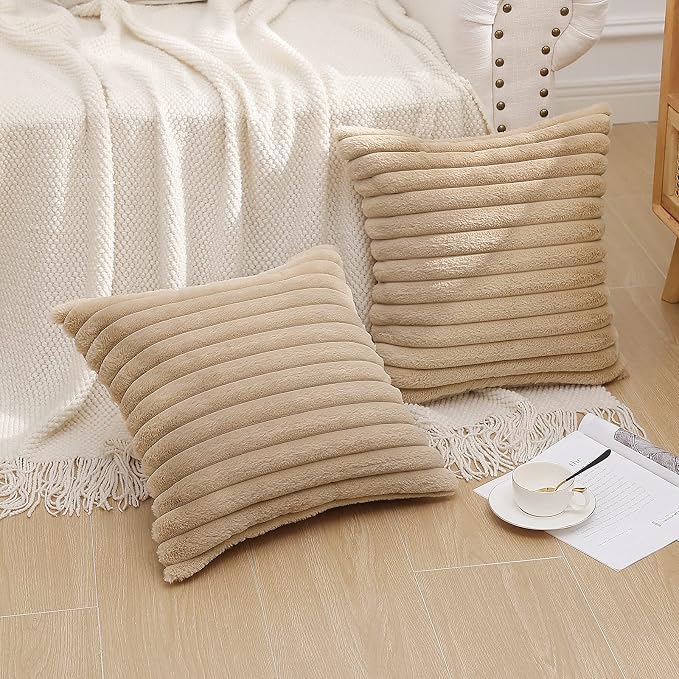 Pallene Faux Fur Plush Throw Pillow Covers 16x16 Set of 2, Luxury Soft Fluffy - Image 7