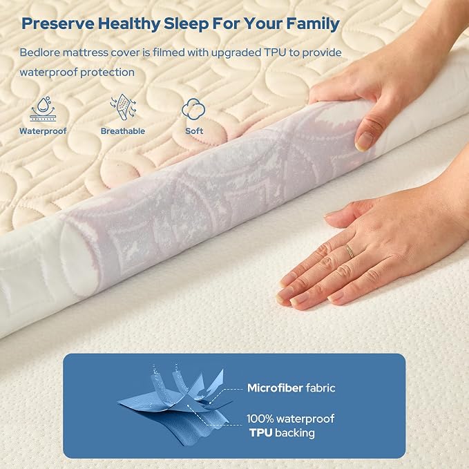 BEDLORE Waterproof Mattress Protector, Full Size Mattress Pad - Image 2