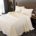 ROOMLIFE Quilt Set Full Size 3D Floral Embroidery Pattern 3-Piece Cotton by ROOMLIFE