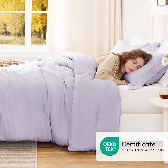Love's cabin Lavender Queen Comforter Set, 3-Piece Prewashed Bed Set - Image 5