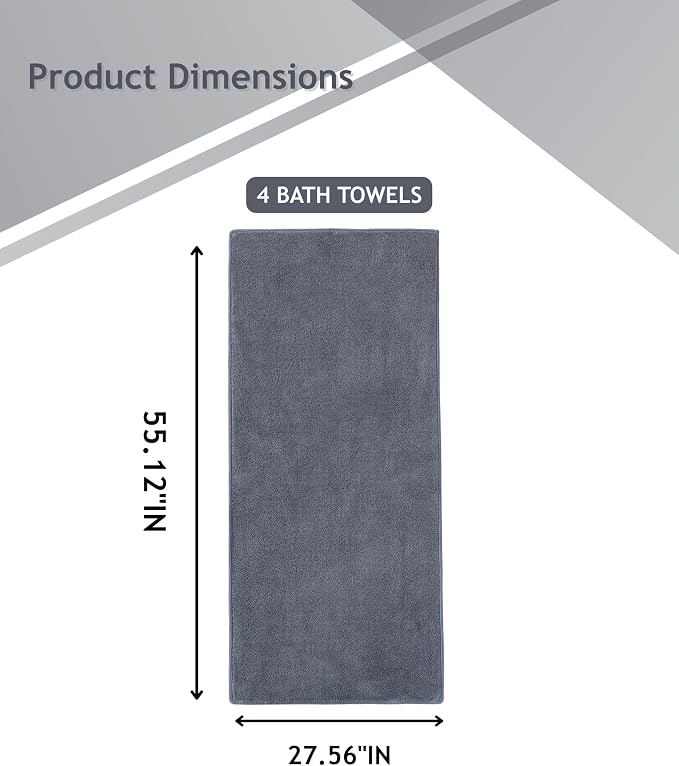 sakano 4-Piece Bath Towel Set, Quick-Dry Absorbent Lint Free & Launder Soft - Image 2