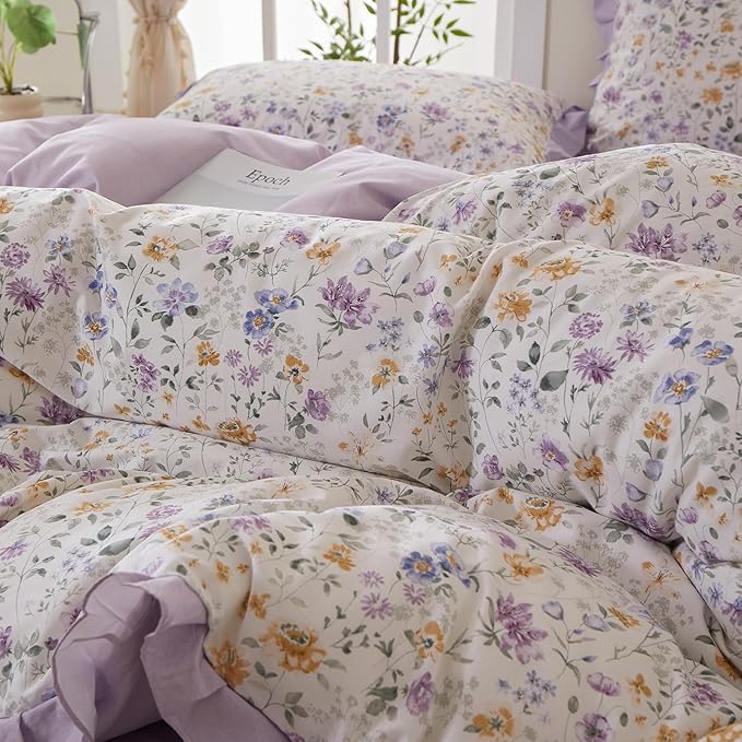 mixinni Floral Duvet Cover Set Twin Size, 100% Cotton 3-Piece Bedding Set - Image 7