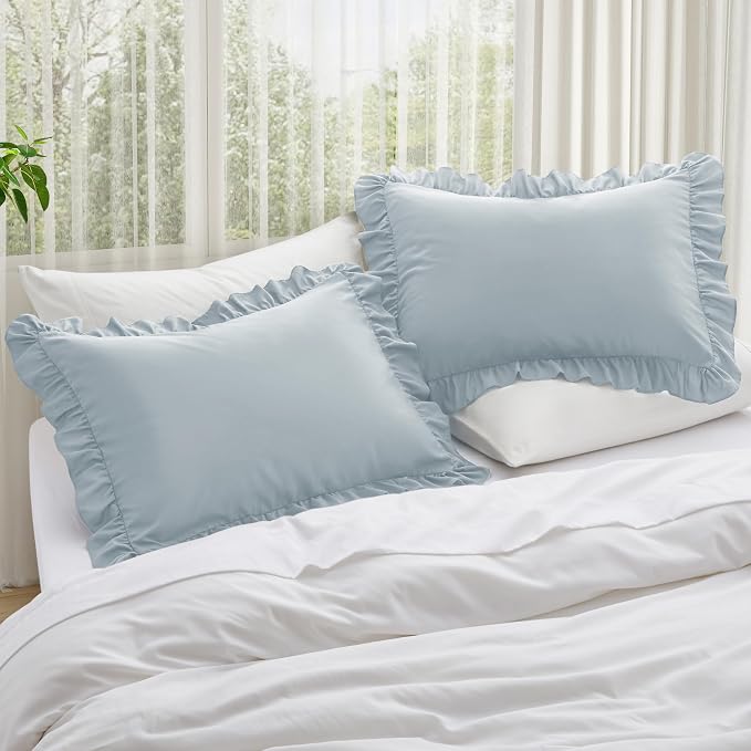 KKJIAF Ruffle Pillow Cases King Size Set of 2, Ruffled Pillow Covers - Image 2