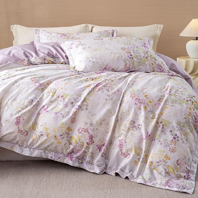 OAITE Duvet Cover Set King Size Floral Pattern Ultra Soft 100% Cotton Duvet by OAITE