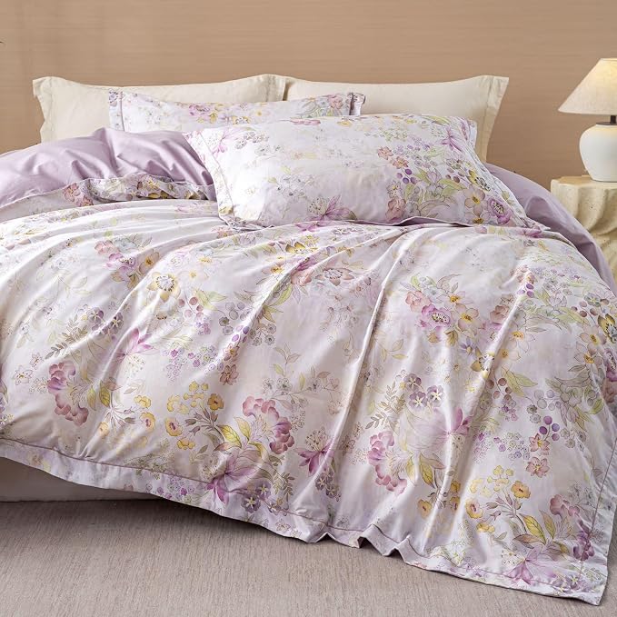 OAITE Duvet Cover Set Twin Size Floral Pattern Ultra Soft 100% Cotton Duvet by OAITE