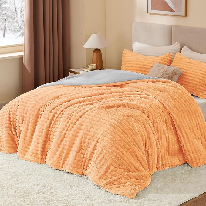 BEDELITE Fleece Queen Comforter Set -Super Soft & Warm Fluffy Coral Bedding - Image 2