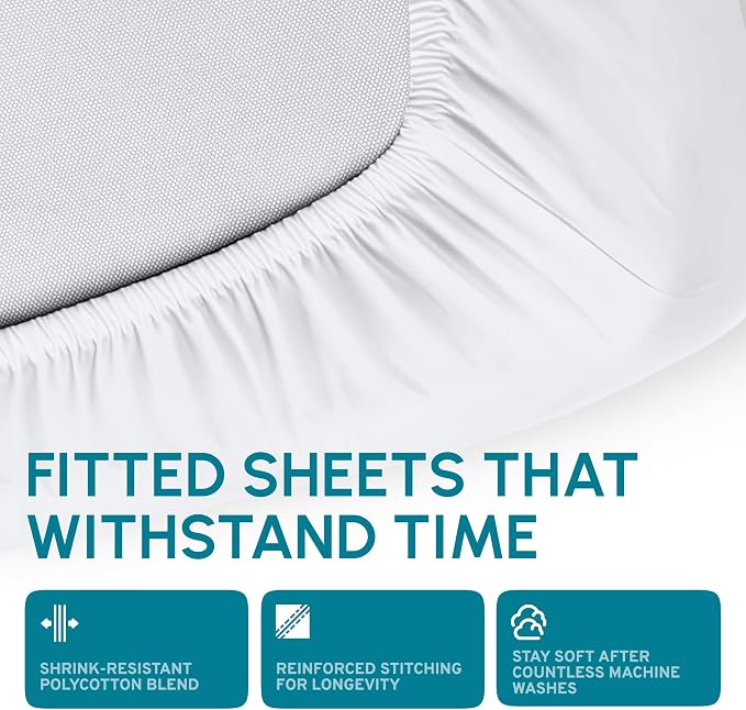 White Classic Fitted Hospital Bed Sheets, Cotton Fitted Sheet - Image 5