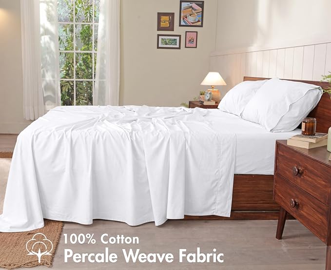 RUVANTI 100% Cotton Sheets – Twin XL Size Percale Bedding, Cooling & Breathable - Image 2