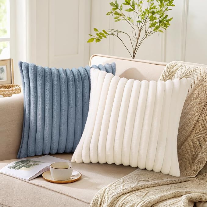 Pallene Faux Fur Plush Throw Pillow Covers 16x16 Set of 2, Luxury Soft Fluffy - Image 4
