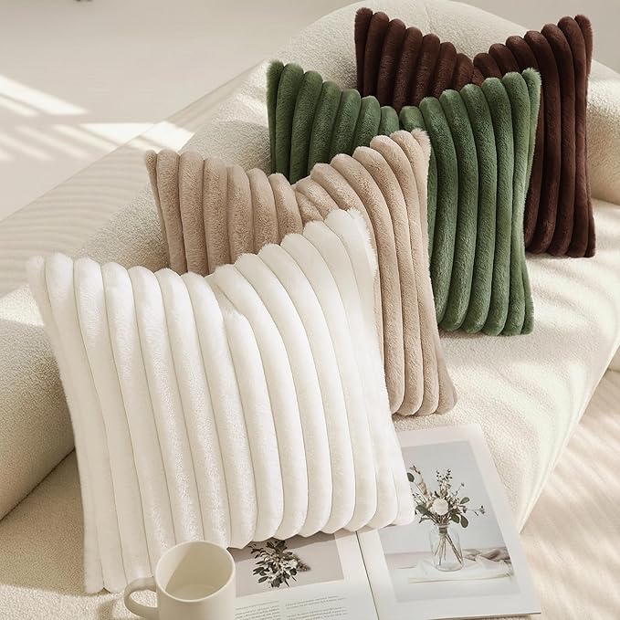 decorUhome Cozy Faux Fur Throw Pillow Covers 12x20 Set of 2 Decorative Soft - Image 5