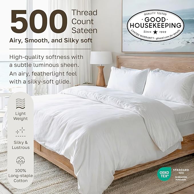 California Design Den Cotton Sateen Damask Stripe Fitted Queen Sheet Only - Image 3