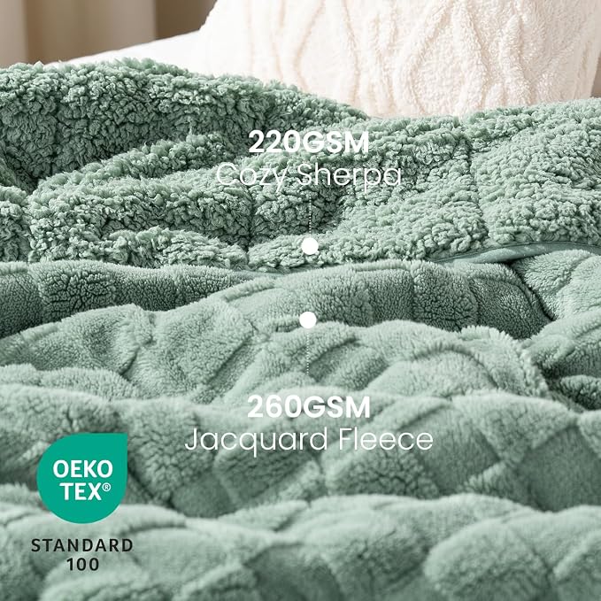 Drewin Weighted Blanket Full Size 15 Pounds, Ultra-Soft Fluffy Jacquard Sherpa - Image 2