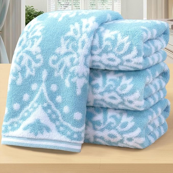 Hand Towels for Bathroom, Bath Hand Towel Set of 4, Jacquard Decorative Hand by VOOVAMOVAS
