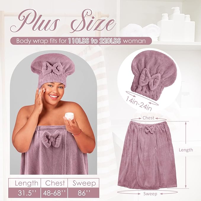 Xtinmee 2 Sets Plus Size Womens Wrap Towel - Image 2