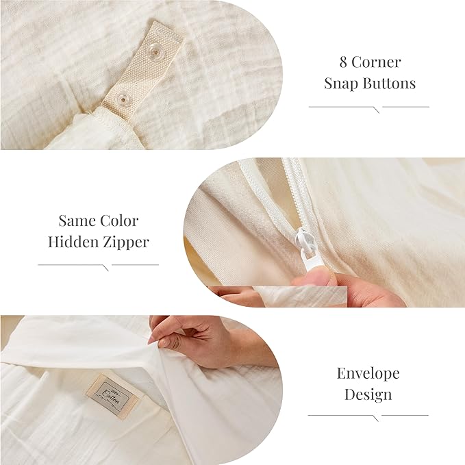Ivory White Twin Duvet Cover, 100% Sandwashed Cotton Soft Twin Size Duvet Cover - Image 7
