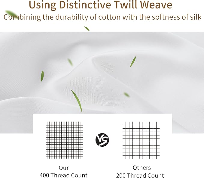 Bamboo Viscose Zippered Pillow Cases Queen Size Set of 2, 400 Thread Count - Image 2
