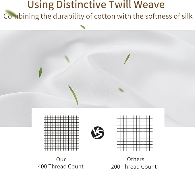 Bamboo Viscose Zippered Pillow Cases Standard Size Set of 2, 400 Thread Count - Image 2