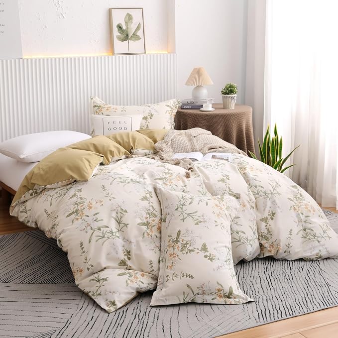 OAITE Duvet Cover Set King Size Floral Pattern 600 Thread Count Ultra Soft 100% - Image 2